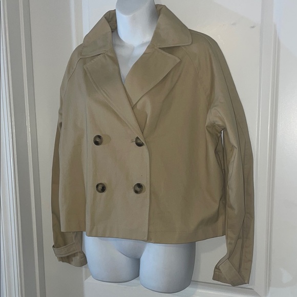 H&M Tan Double-Breasted Pea Coat with Notched Lapel - Picture 4 of 10